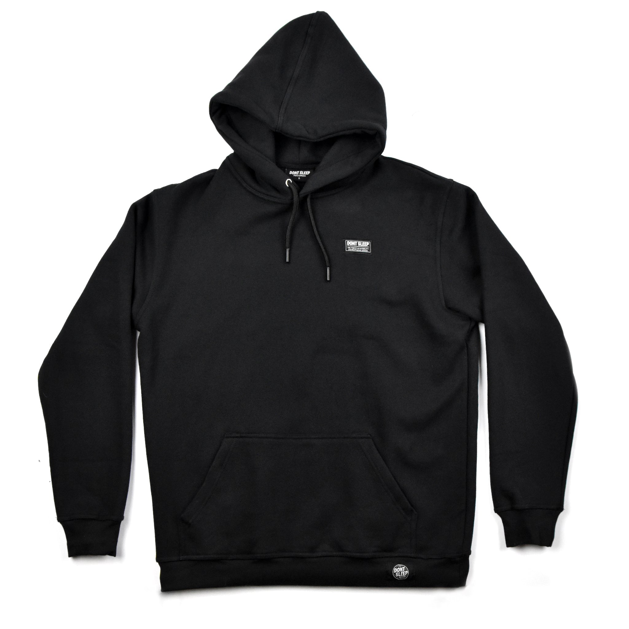 Black Woven Label Hoodie – dontsleeprecords